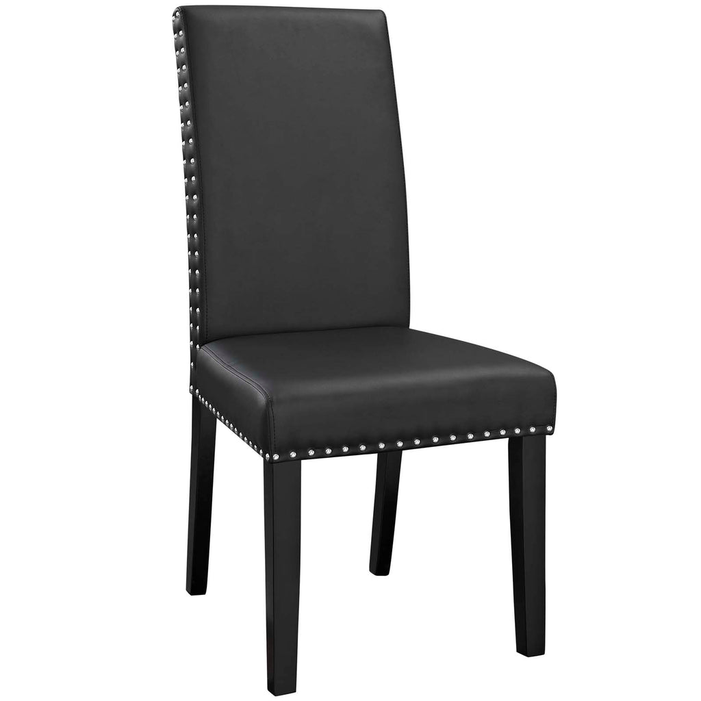 Parcel Dining Side Chair Vinyl Set of 2 in Black