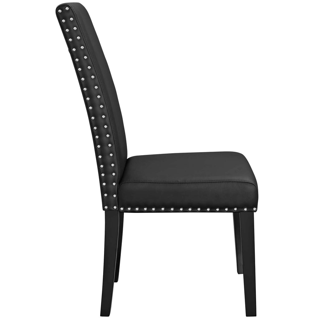 Parcel Dining Side Chair Vinyl Set of 2 in Black