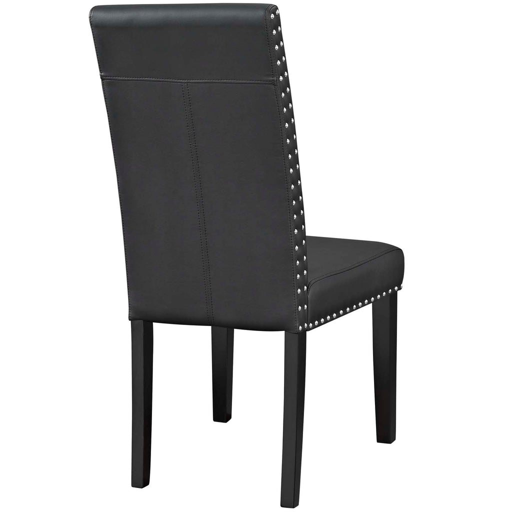 Parcel Dining Side Chair Vinyl Set of 2 in Black