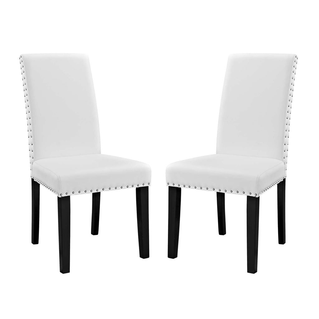 Parcel Dining Side Chair Vinyl Set of 2 in White