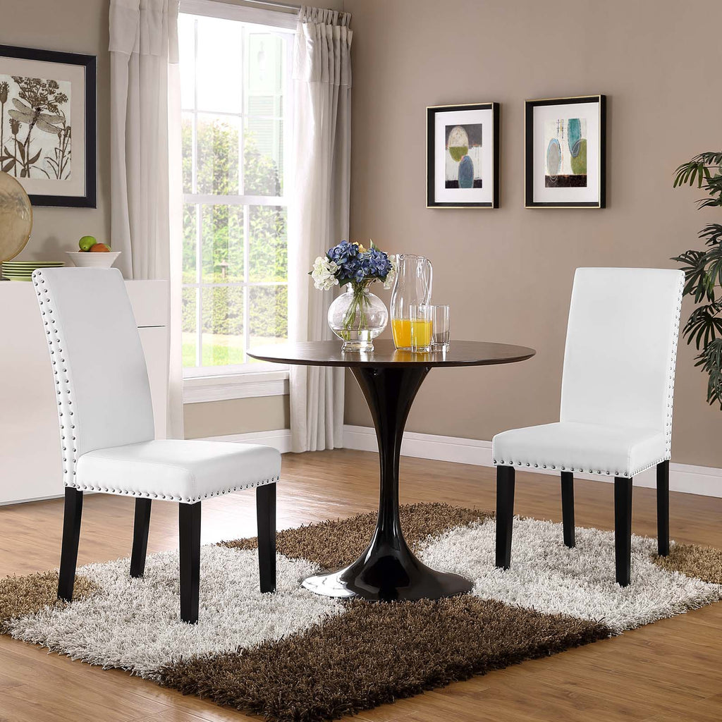 Parcel Dining Side Chair Vinyl Set of 2 in White