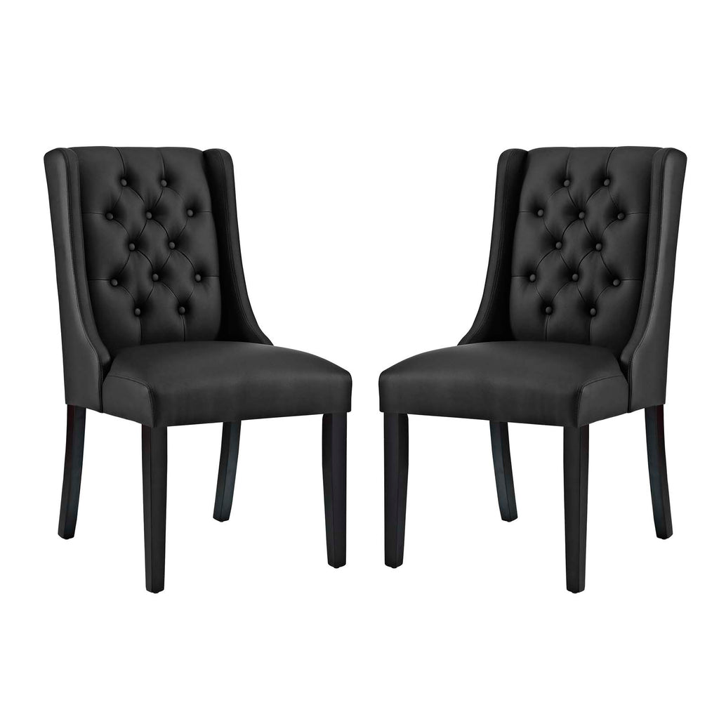 Baronet Dining Chair Vinyl Set of 2 in Black-2