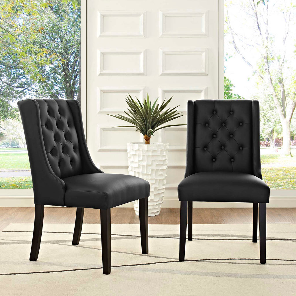 Baronet Dining Chair Vinyl Set of 2 in Black-2