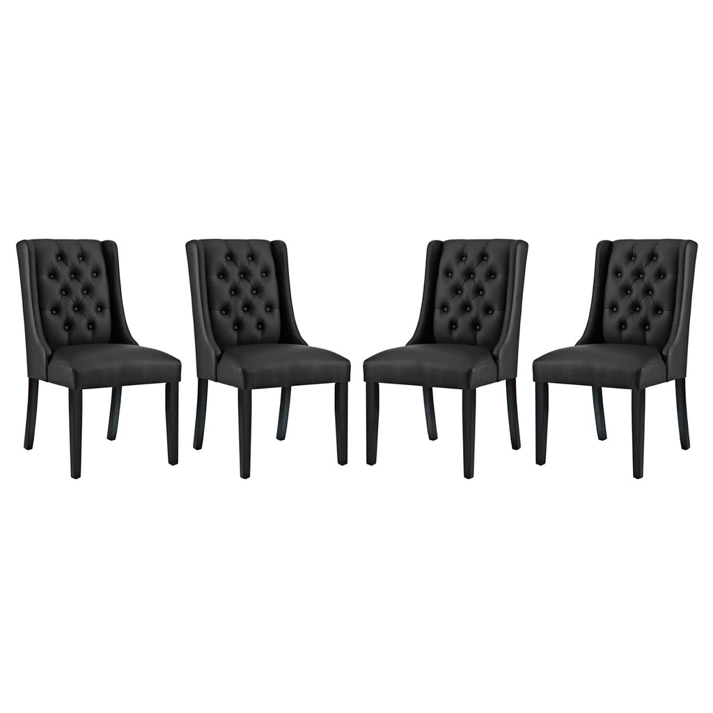 Baronet Dining Chair Vinyl Set of 4 in Black