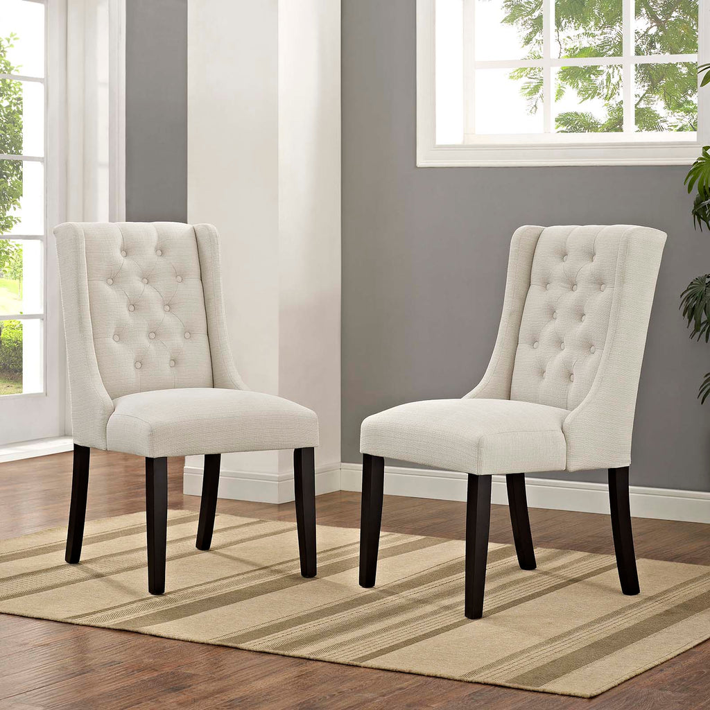 Baronet Dining Chair Fabric Set of 2 in Beige