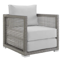 Aura 6 Piece Outdoor Patio Wicker Rattan Set in Gray White