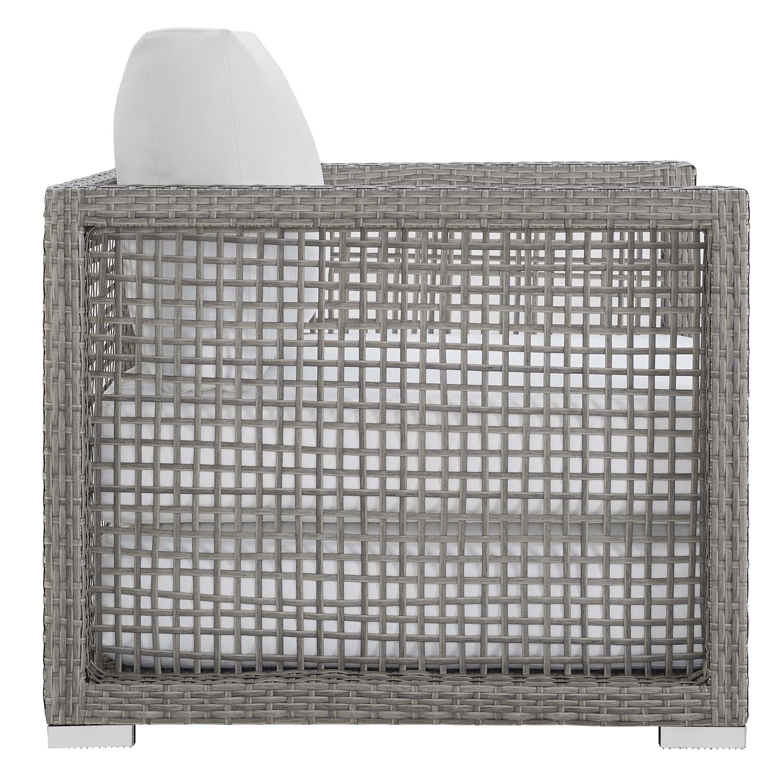 Aura 6 Piece Outdoor Patio Wicker Rattan Set In Gray White