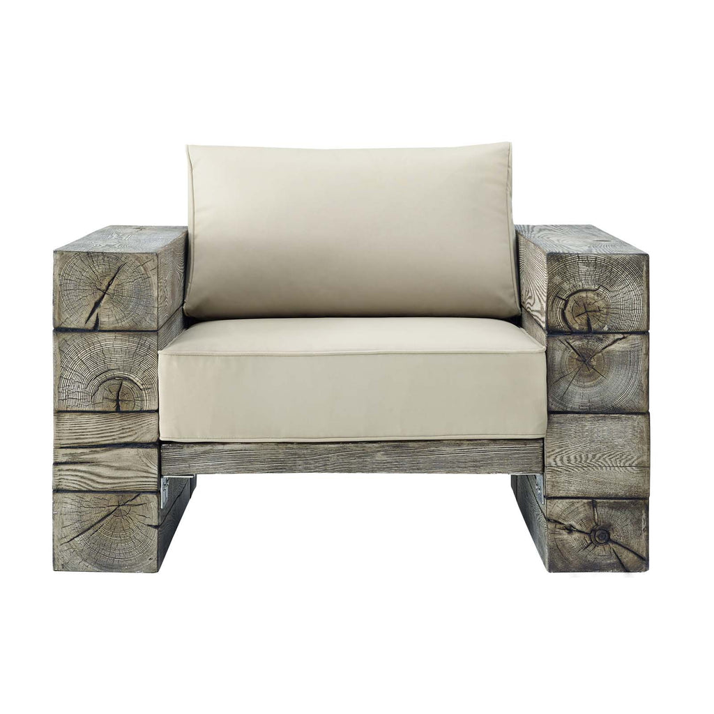 Manteo Rustic Coastal Outdoor Patio Sunbrella  Lounge Armchair