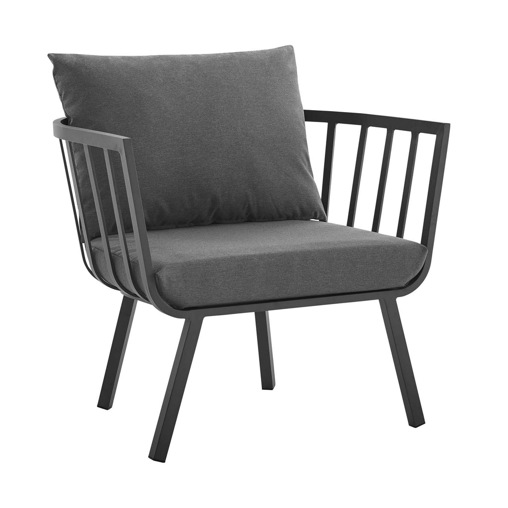 Riverside Outdoor Patio Aluminum Armchair in Gray Charcoal