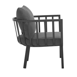 Riverside Outdoor Patio Aluminum Armchair in Gray Charcoal