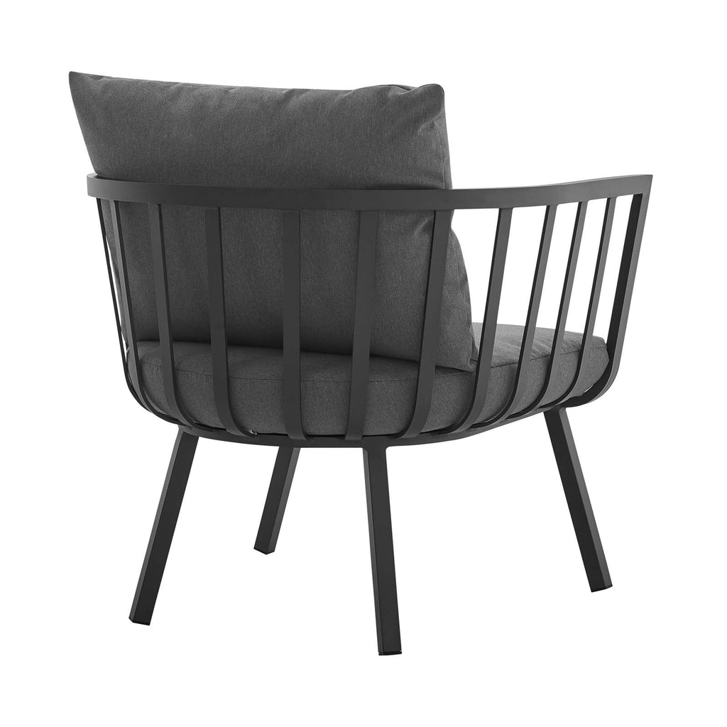 Riverside Outdoor Patio Aluminum Armchair in Gray Charcoal