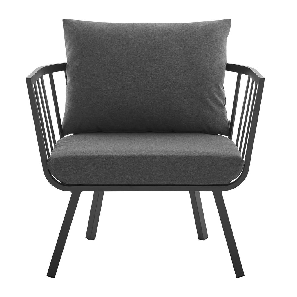 Riverside Outdoor Patio Aluminum Armchair in Gray Charcoal