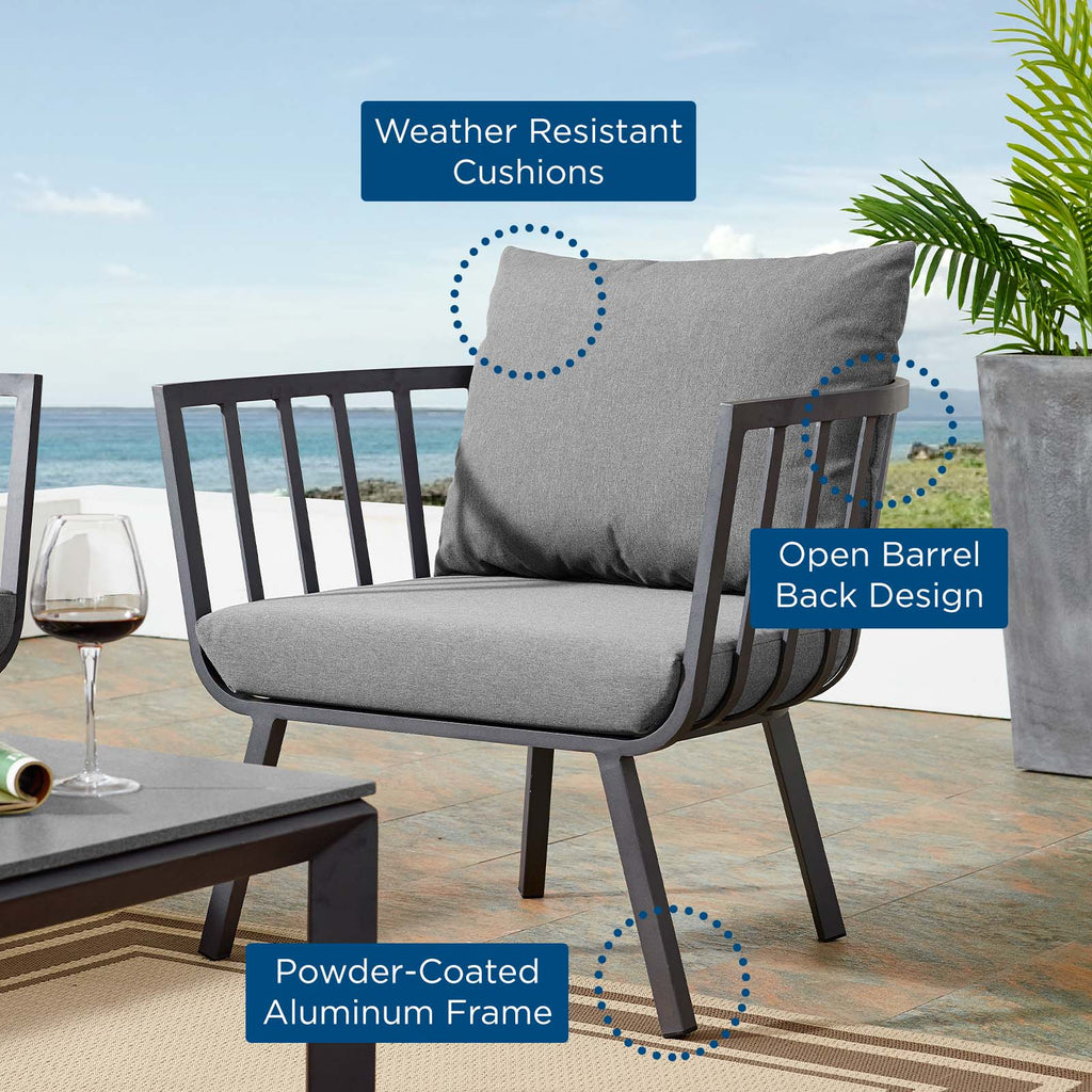 Riverside Outdoor Patio Aluminum Armchair in Gray Charcoal