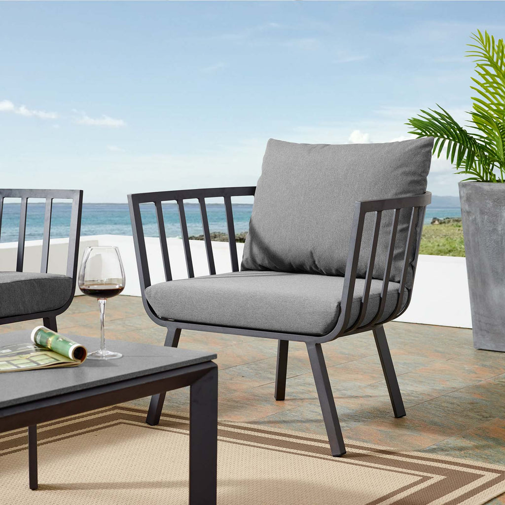 Riverside Outdoor Patio Aluminum Armchair in Gray Charcoal