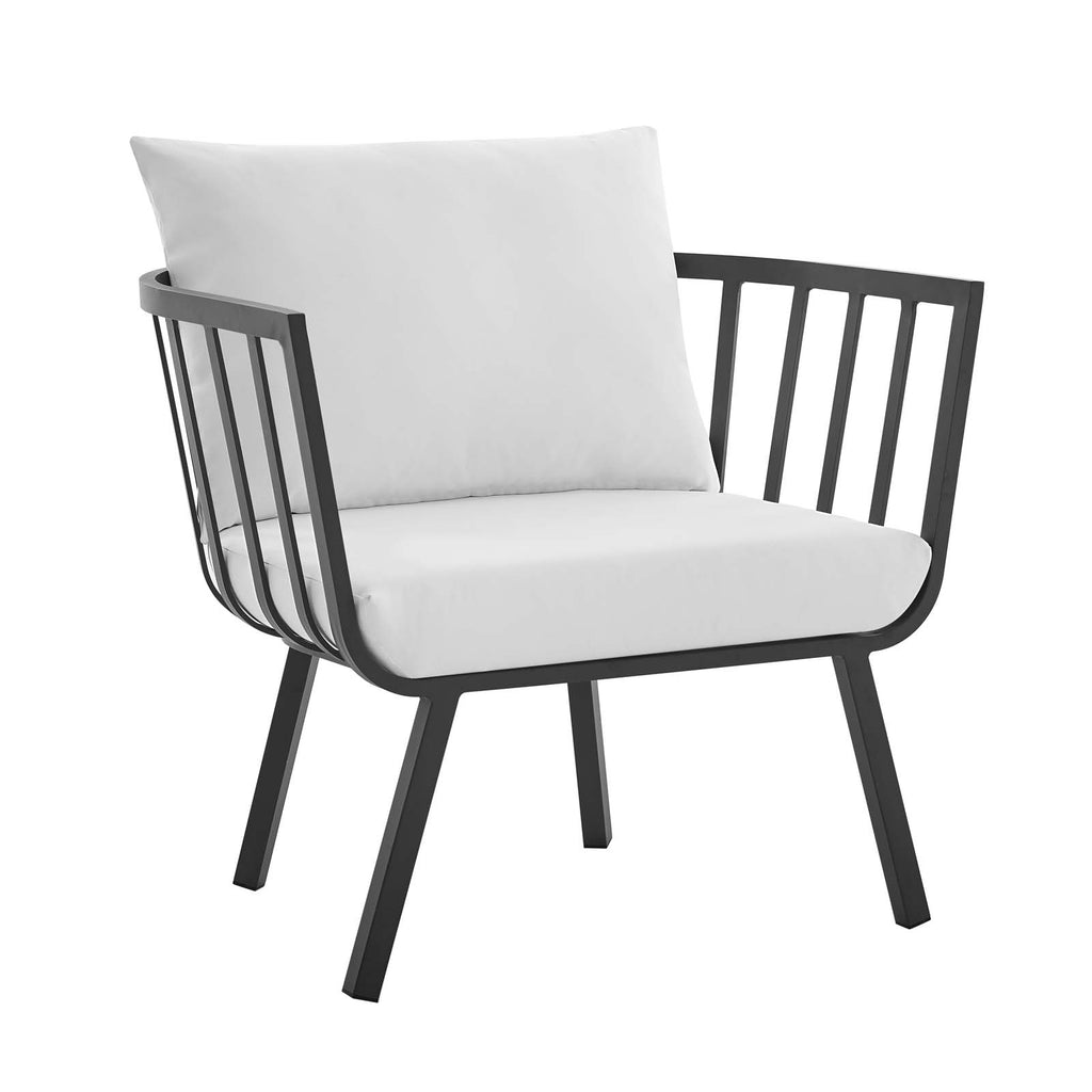 Riverside Outdoor Patio Aluminum Armchair in Gray White