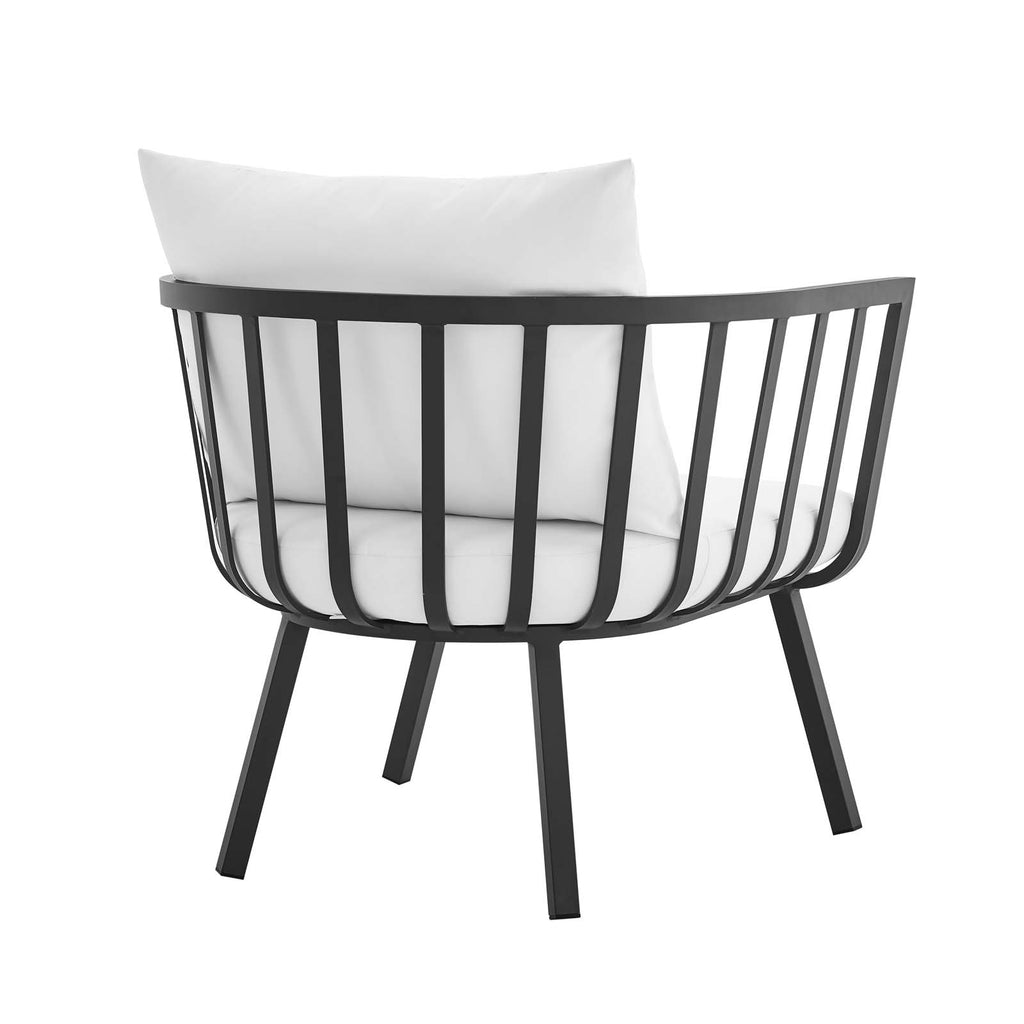 Riverside Outdoor Patio Aluminum Armchair in Gray White