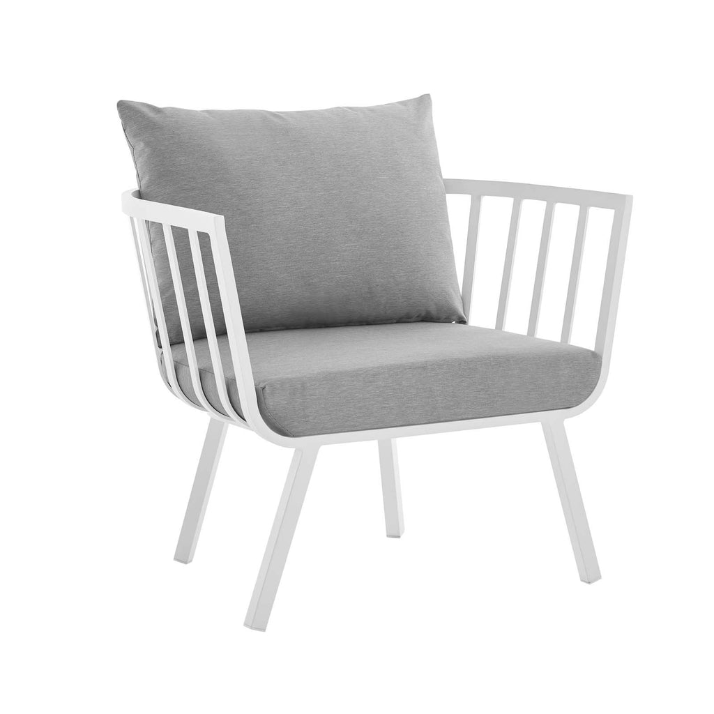 Riverside Outdoor Patio Aluminum Armchair in White Gray