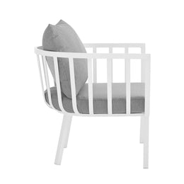 Riverside Outdoor Patio Aluminum Armchair in White Gray