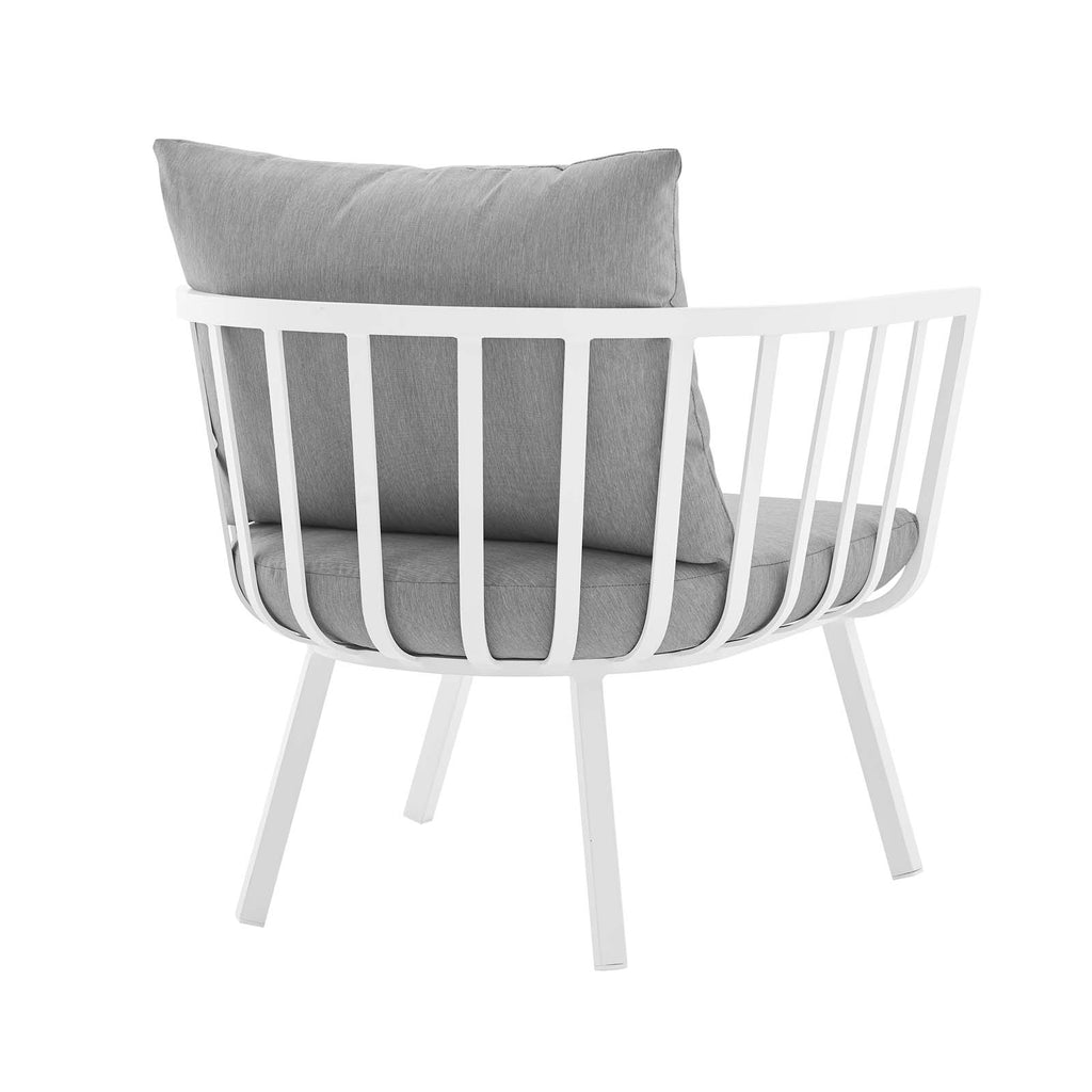 Riverside Outdoor Patio Aluminum Armchair in White Gray