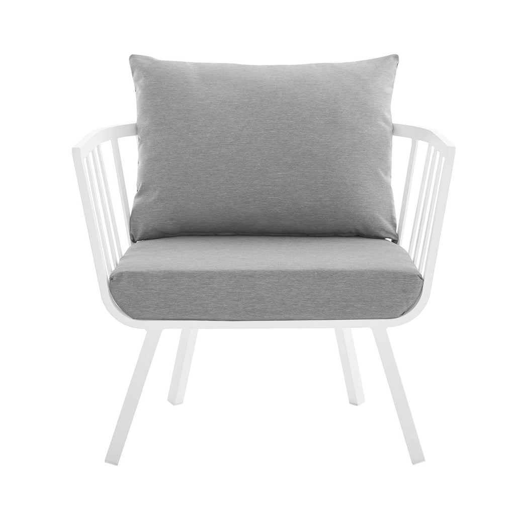 Riverside Outdoor Patio Aluminum Armchair in White Gray