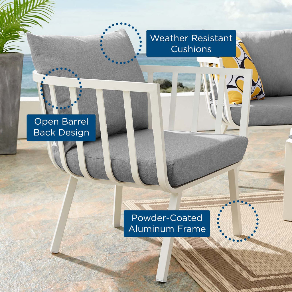 Riverside Outdoor Patio Aluminum Armchair in White Gray