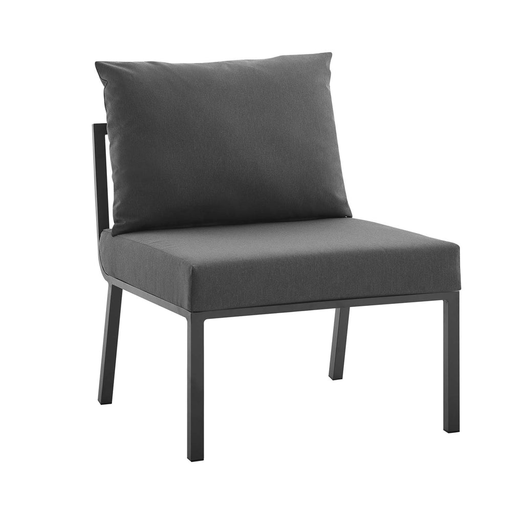 Riverside Outdoor Patio Aluminum Armless Chair in Gray Charcoal