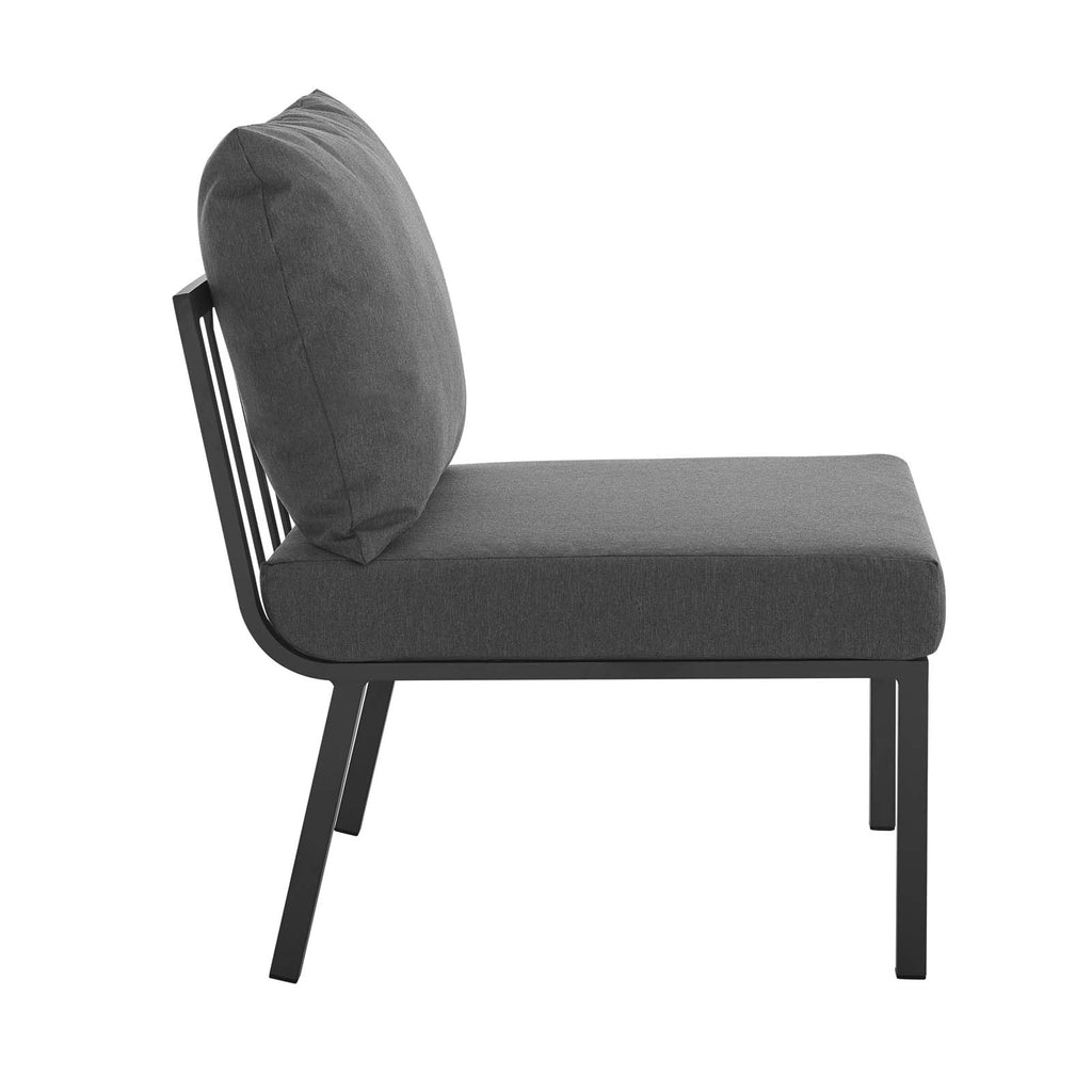 Riverside Outdoor Patio Aluminum Armless Chair in Gray Charcoal