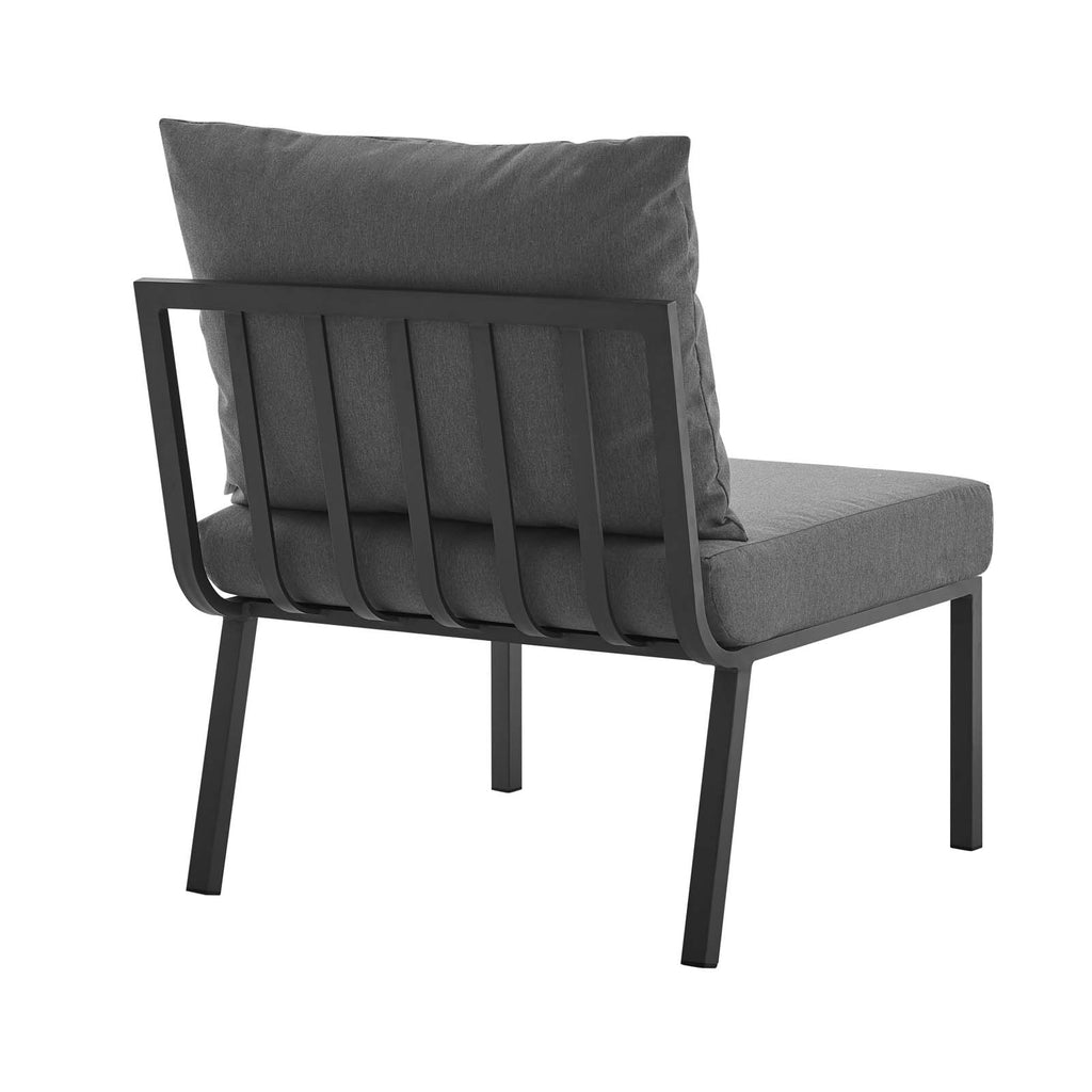 Riverside Outdoor Patio Aluminum Armless Chair in Gray Charcoal