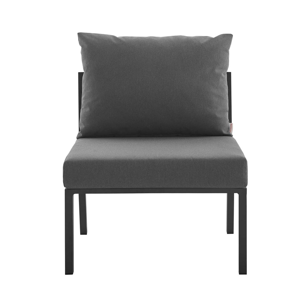 Riverside Outdoor Patio Aluminum Armless Chair in Gray Charcoal