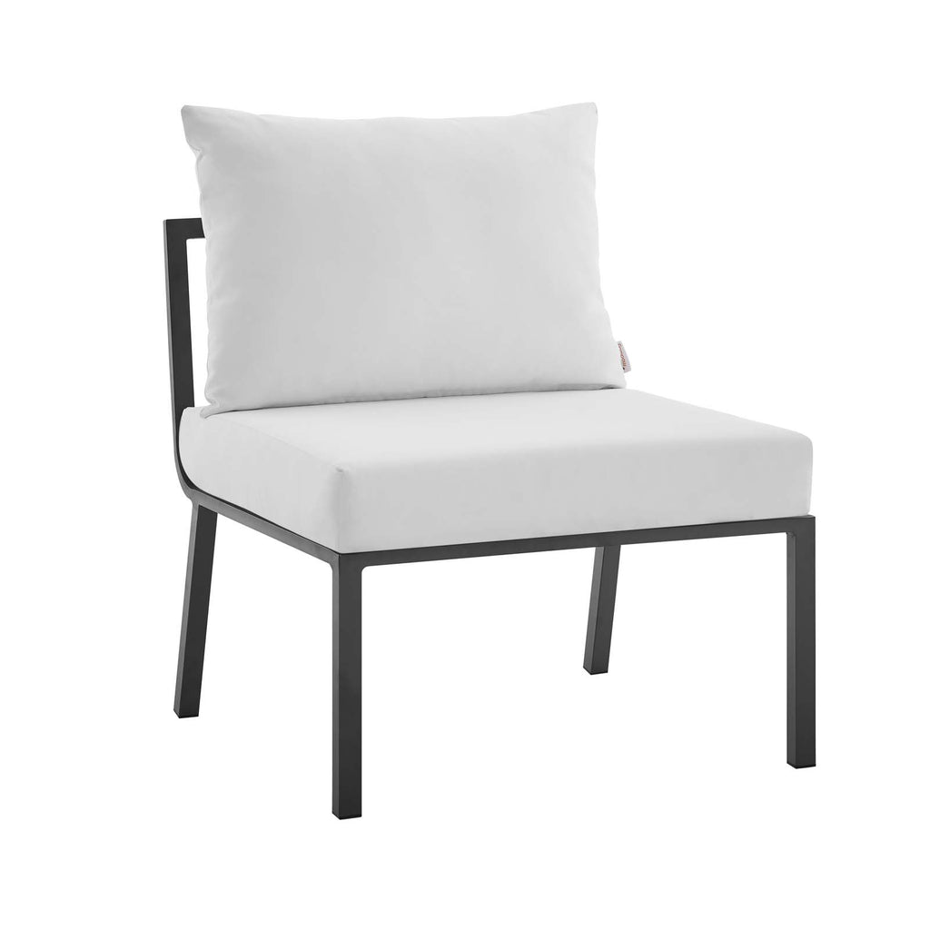 Riverside Outdoor Patio Aluminum Armless Chair in Gray White