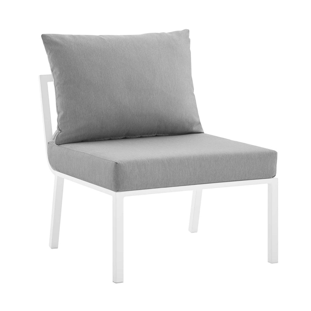 Riverside Outdoor Patio Aluminum Armless Chair in White Gray