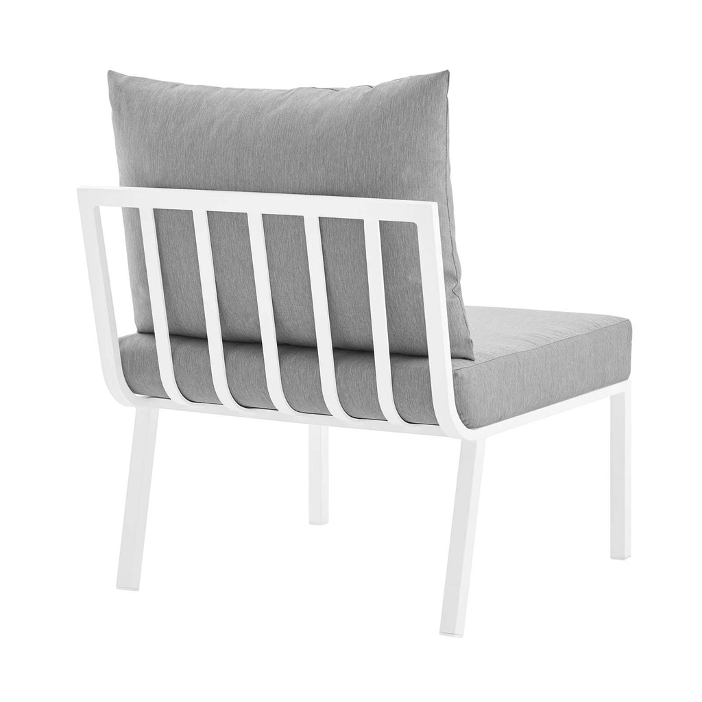 Riverside Outdoor Patio Aluminum Armless Chair in White Gray