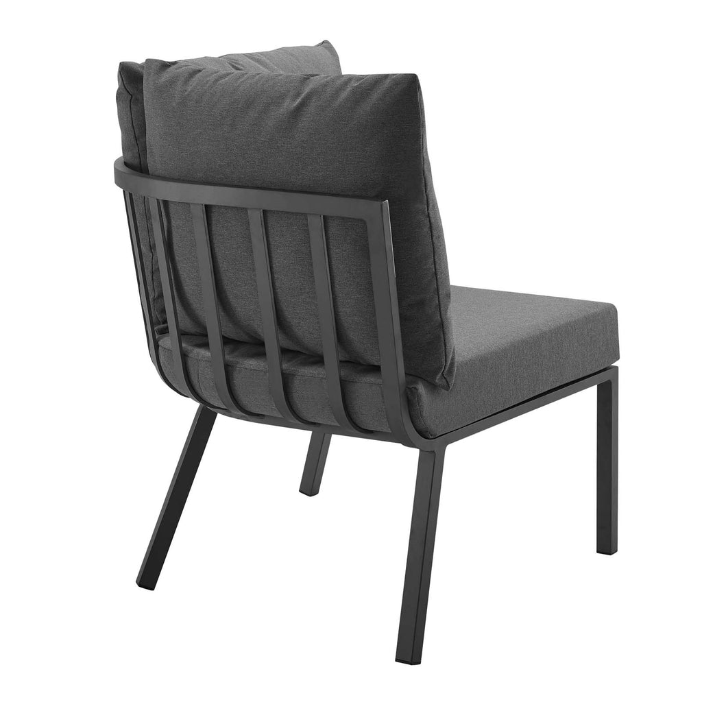 Riverside Outdoor Patio Aluminum Corner Chair in Gray Charcoal