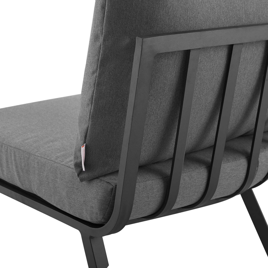 Riverside Outdoor Patio Aluminum Corner Chair in Gray Charcoal