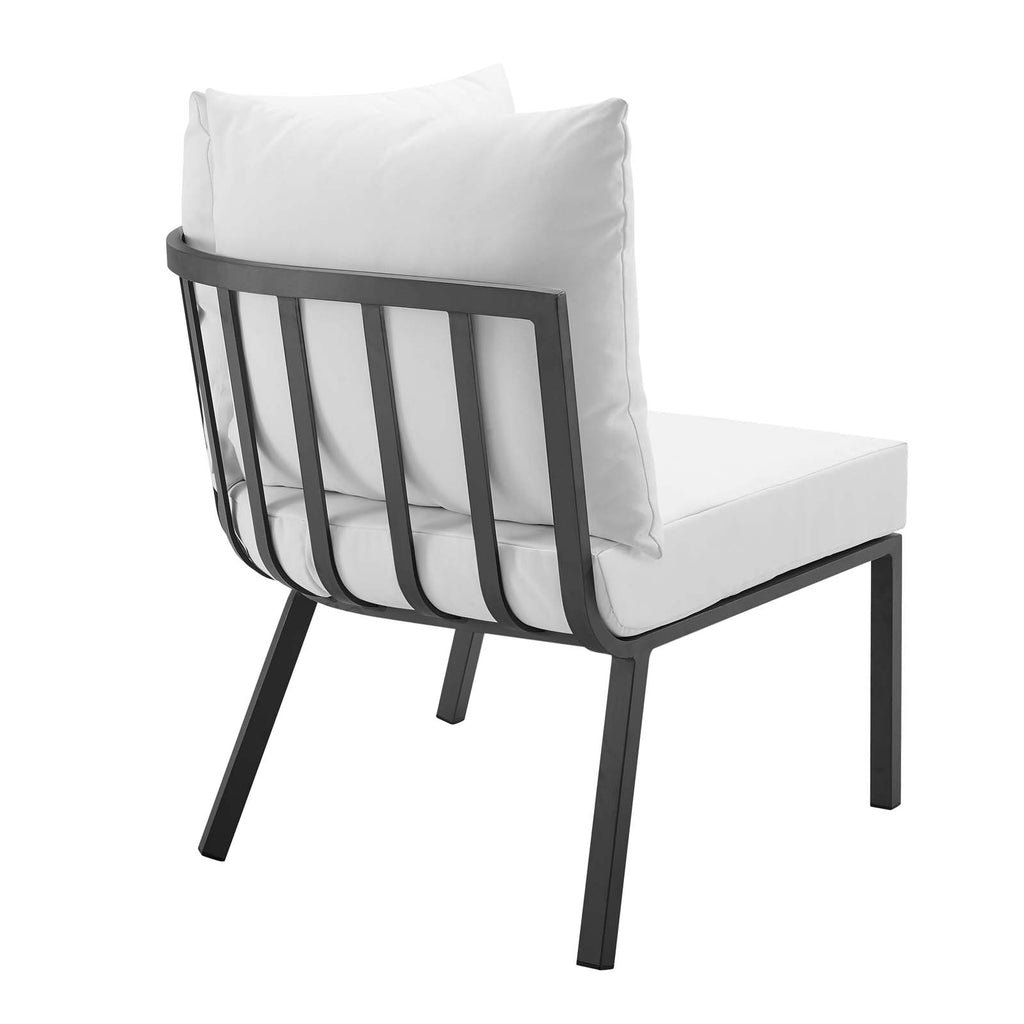 Riverside Outdoor Patio Aluminum Corner Chair in Gray White