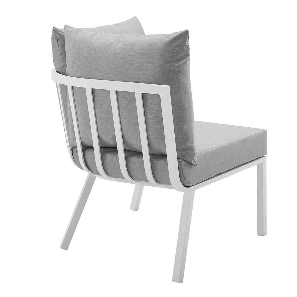 Riverside Outdoor Patio Aluminum Corner Chair in White Gray