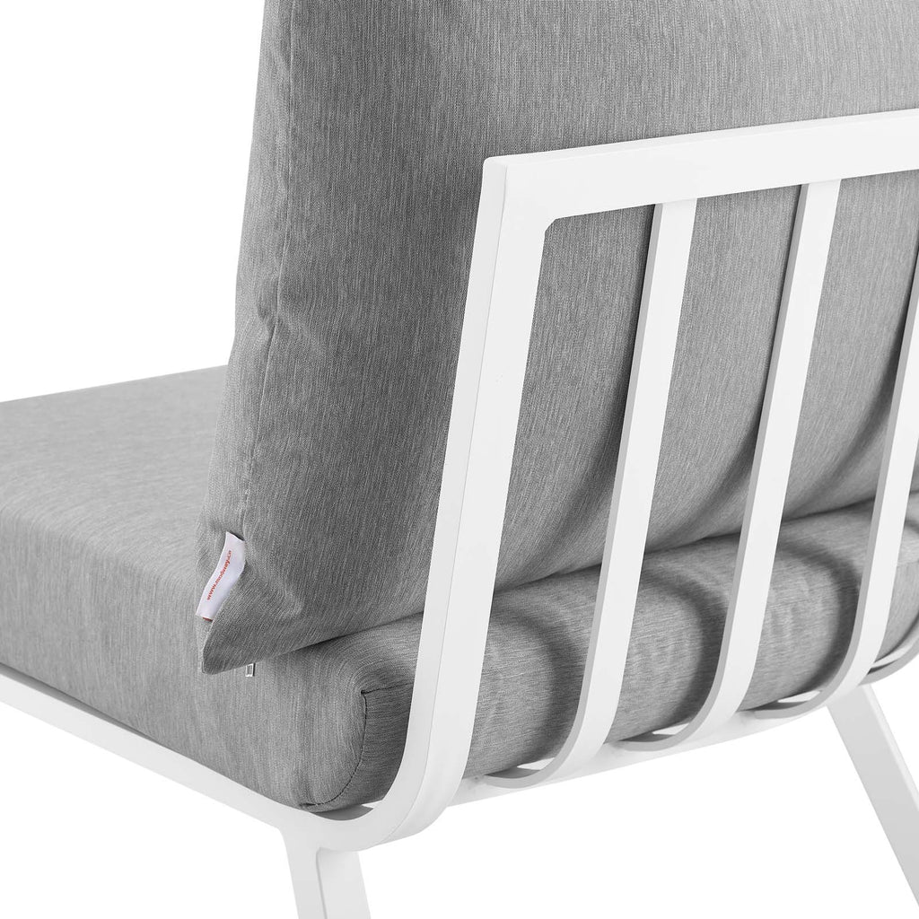 Riverside Outdoor Patio Aluminum Corner Chair in White Gray