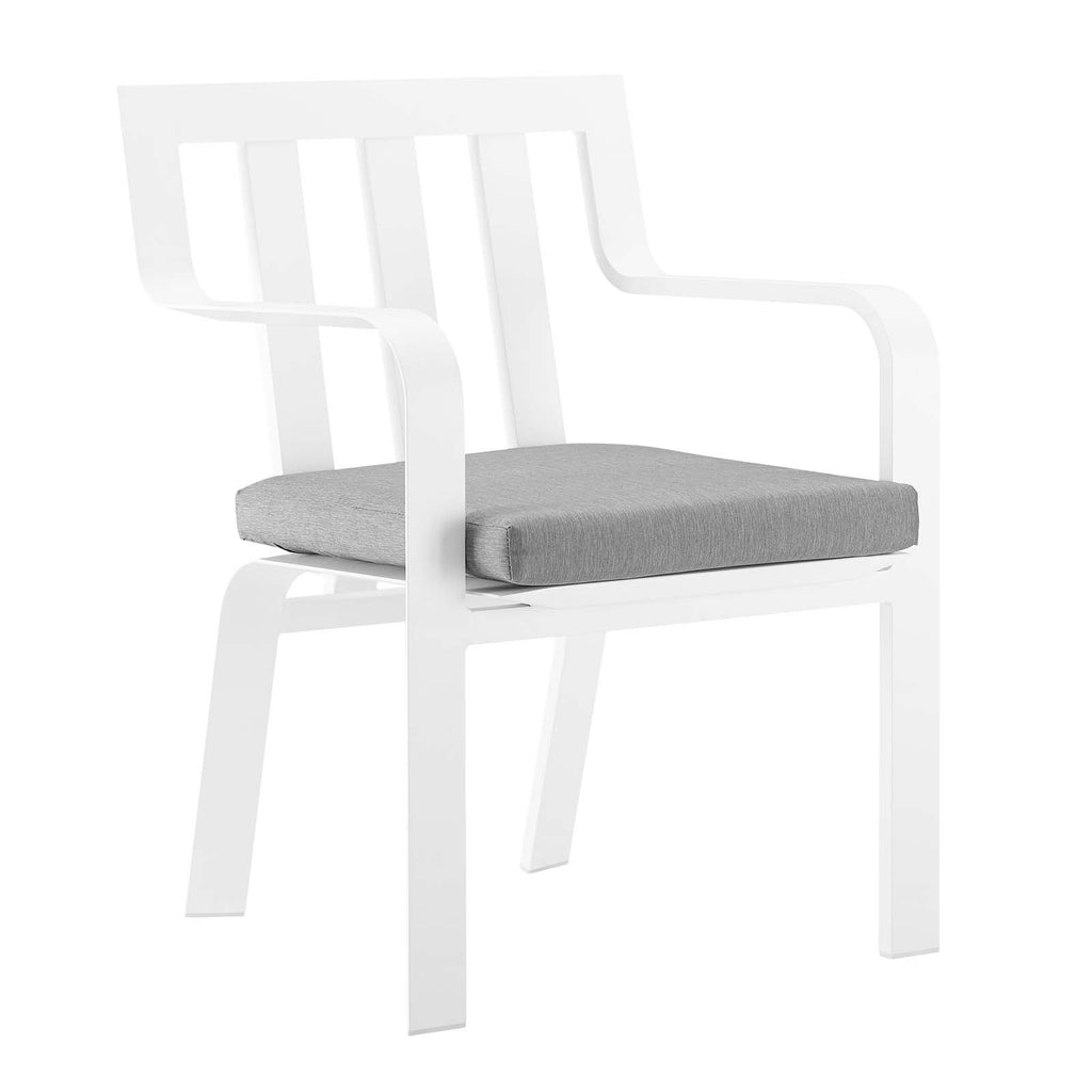 Baxley Stackable Outdoor Patio Aluminum Dining Armchair in White Gray