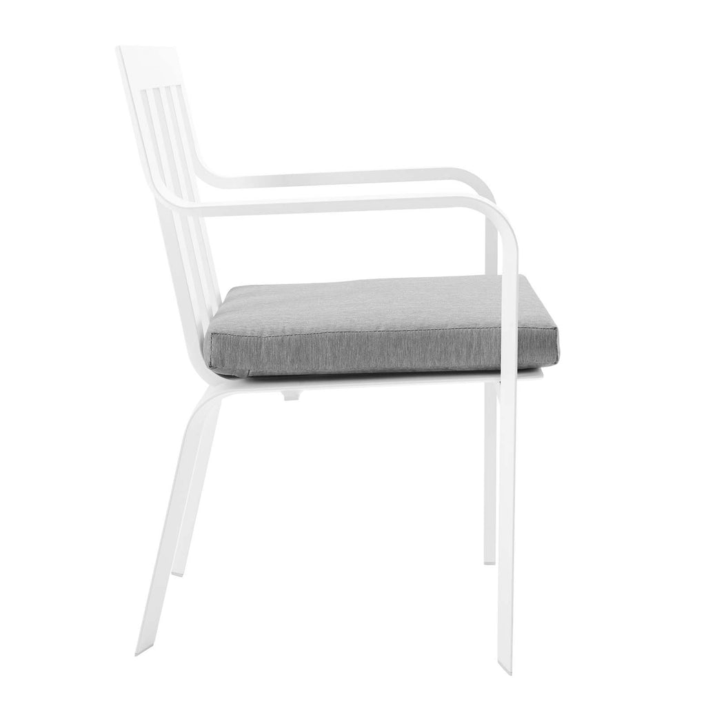 Baxley Stackable Outdoor Patio Aluminum Dining Armchair in White Gray