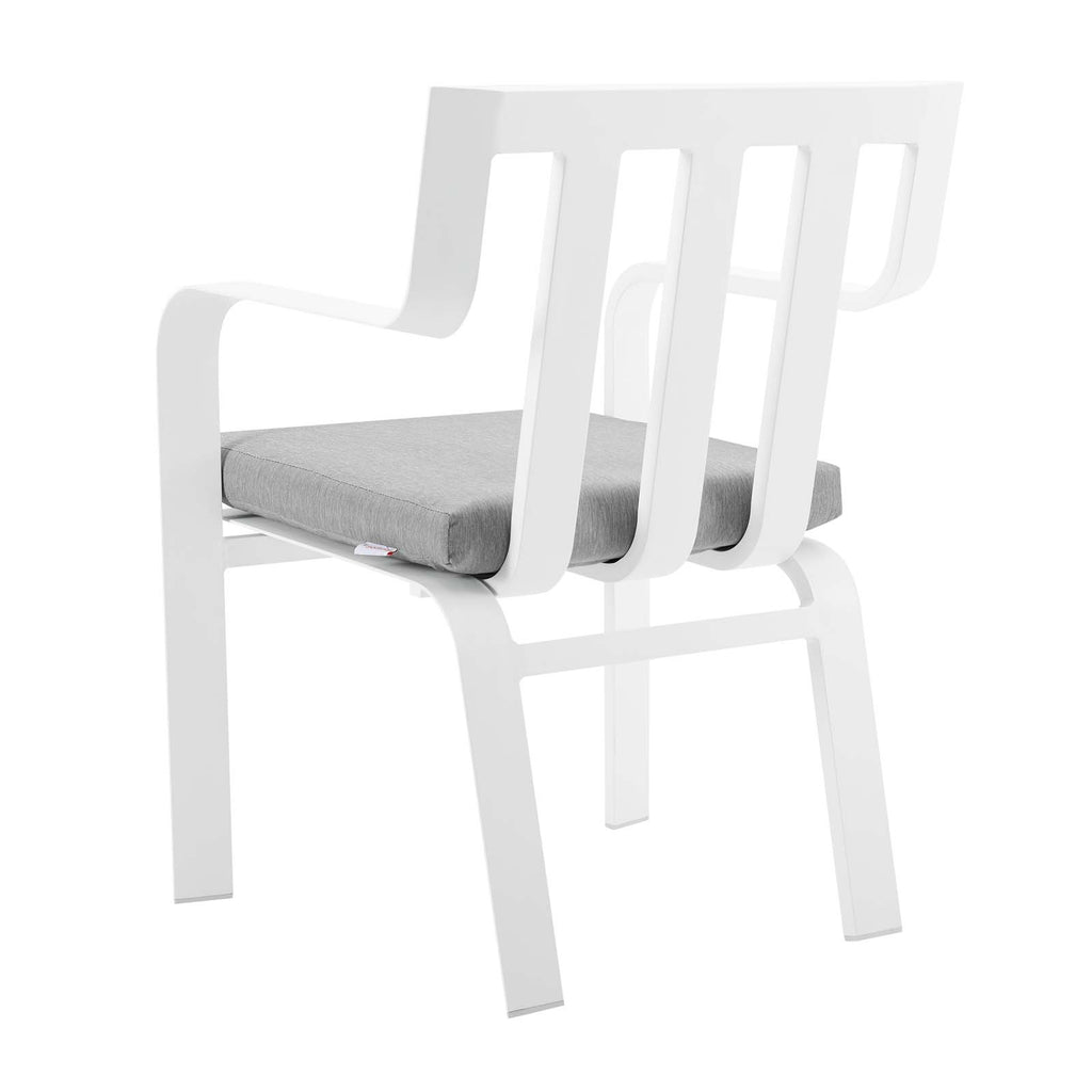 Baxley Stackable Outdoor Patio Aluminum Dining Armchair in White Gray