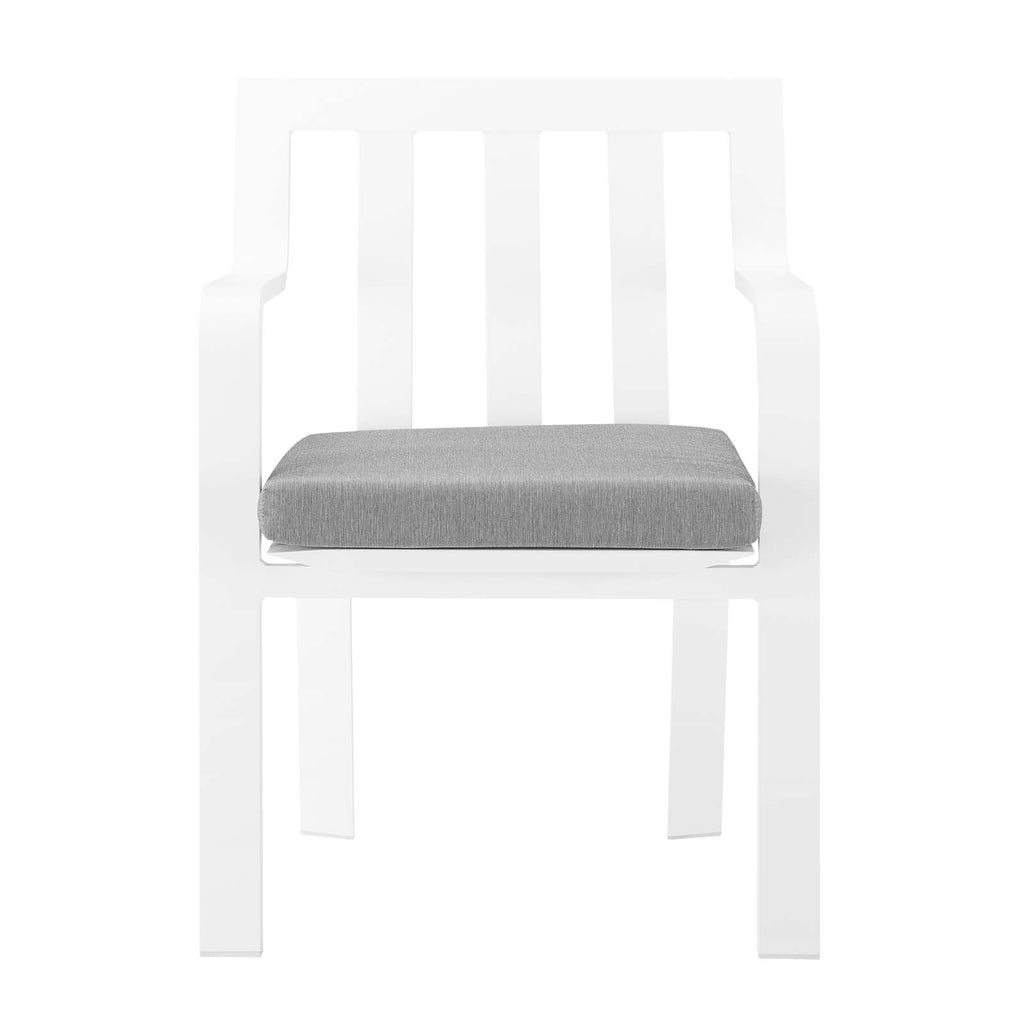 Baxley Stackable Outdoor Patio Aluminum Dining Armchair in White Gray