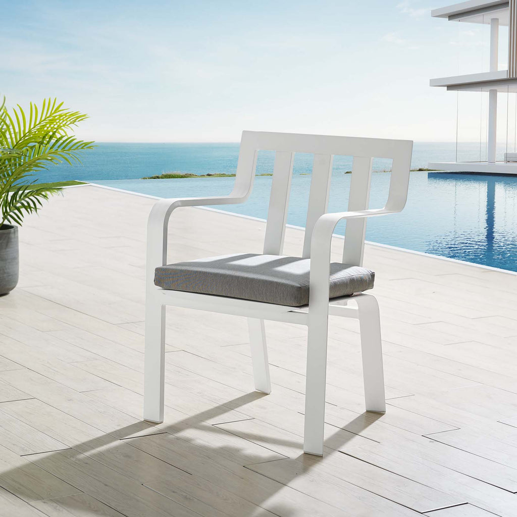 Baxley Stackable Outdoor Patio Aluminum Dining Armchair in White Gray