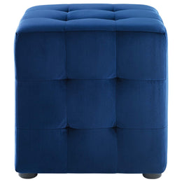 Contour Tufted Cube Performance Velvet Ottoman in Navy