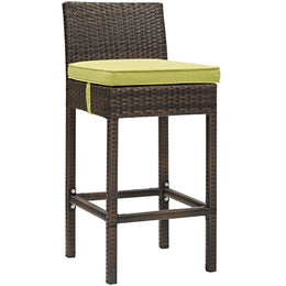 Conduit Bar Stool Outdoor Patio Wicker Rattan Set of 4 in Brown Peridot