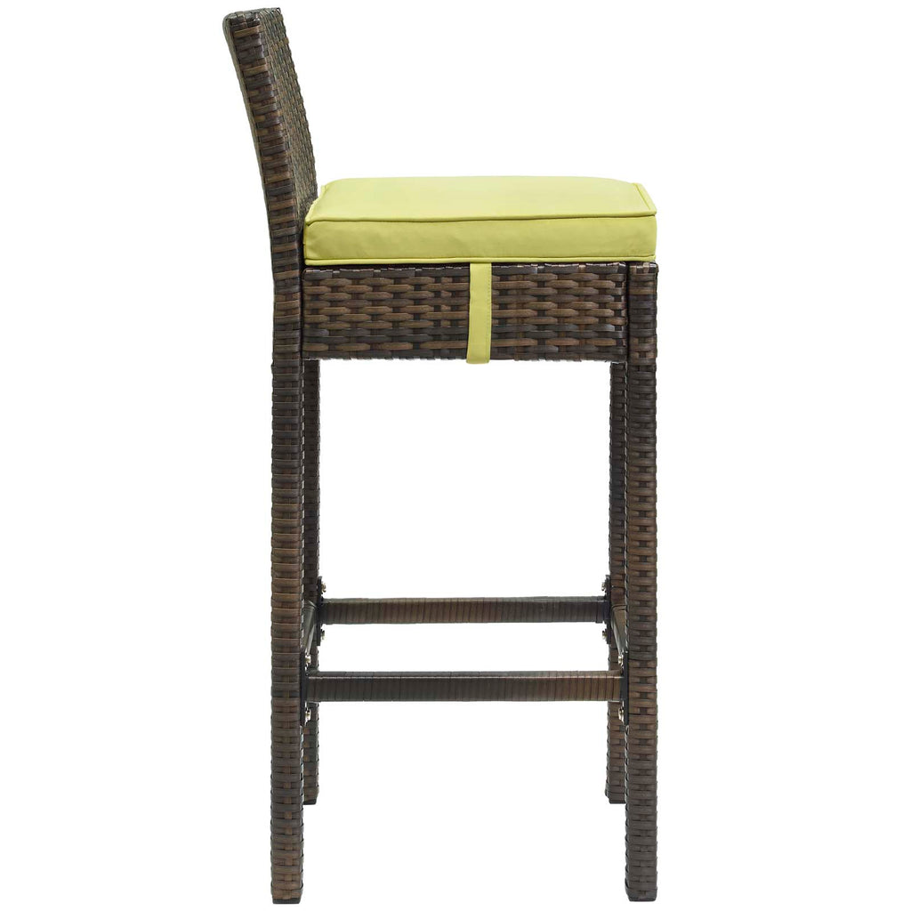 Conduit Bar Stool Outdoor Patio Wicker Rattan Set of 4 in Brown Peridot