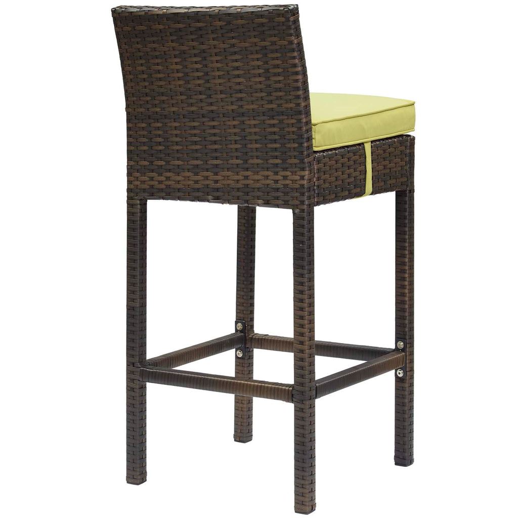 Conduit Bar Stool Outdoor Patio Wicker Rattan Set of 4 in Brown Peridot