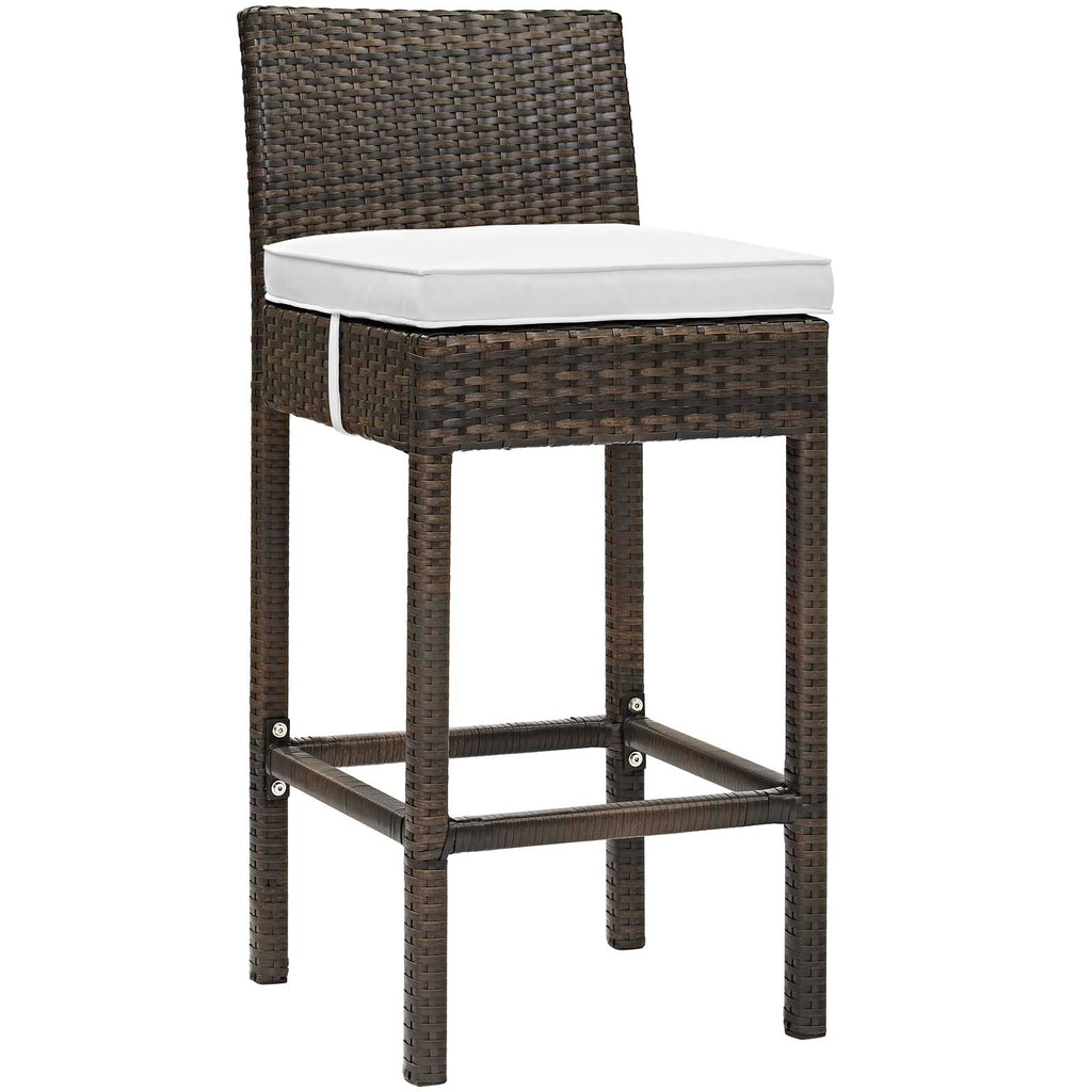 Conduit Bar Stool Outdoor Patio Wicker Rattan Set of 2 in Brown White