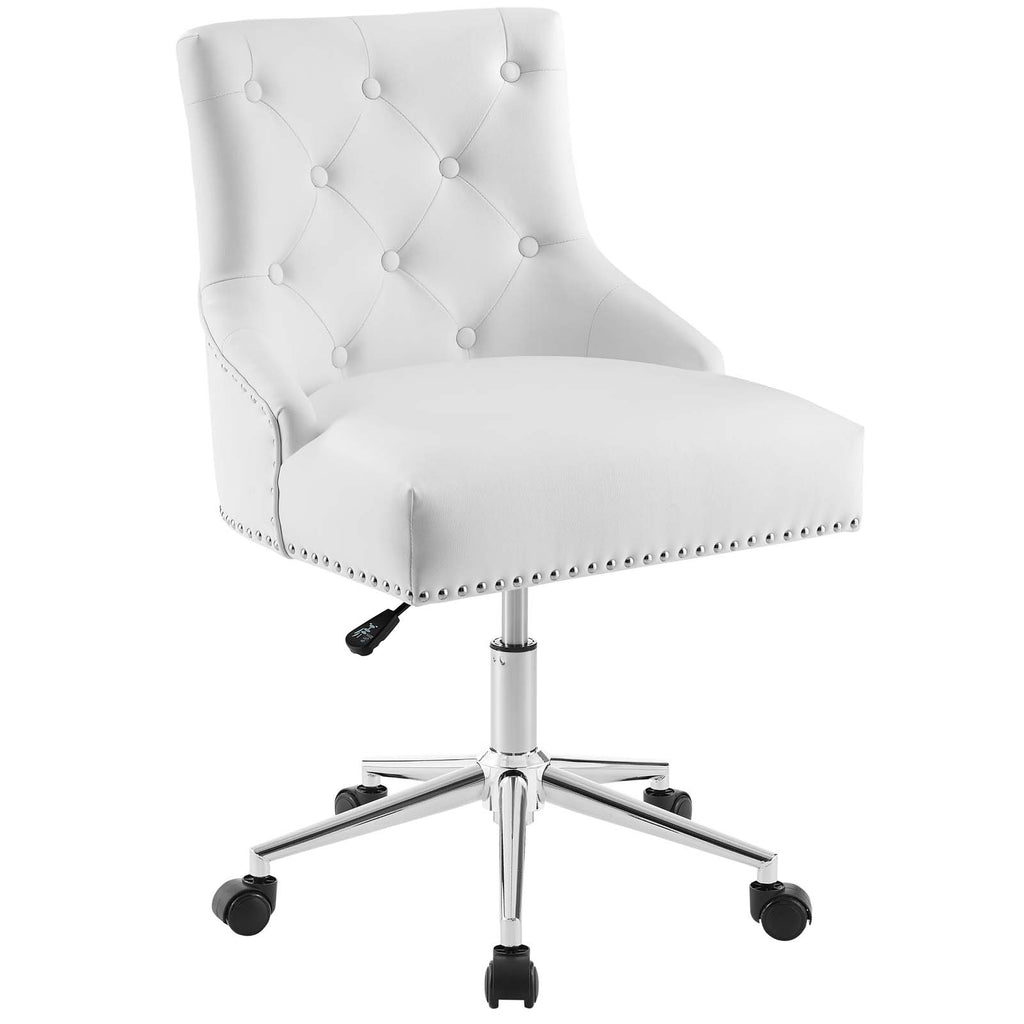 Regent Tufted Button Swivel Faux Leather Office Chair in White