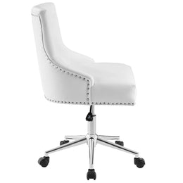 Regent Tufted Button Swivel Faux Leather Office Chair in White