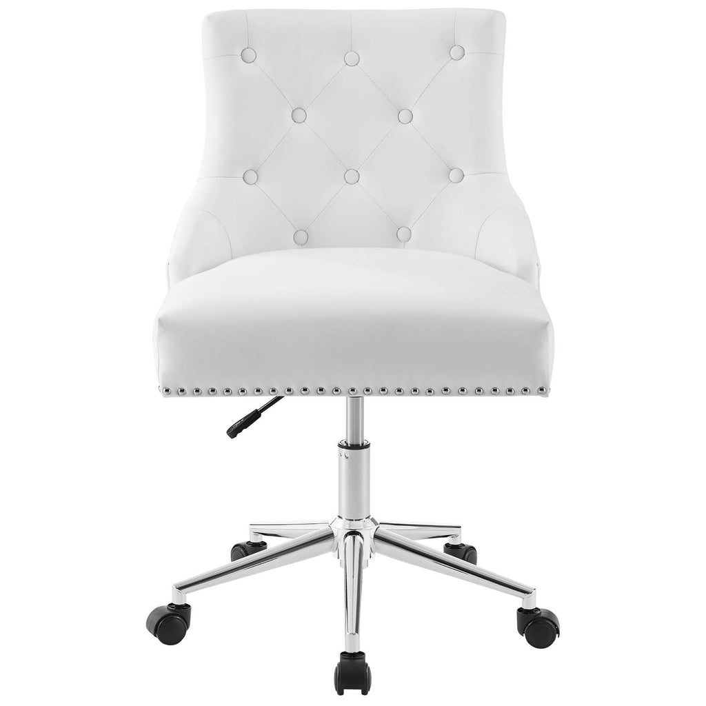 Regent Tufted Button Swivel Faux Leather Office Chair in White